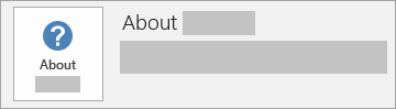 لقطة شاشة لزر "حول Office" لتثبيت MSI. لا تتضمن رقم الإصدار أو النسخة