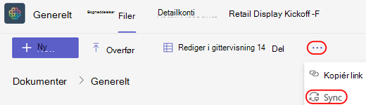 Teams Ent-synkronisering af SharePoint-mappe