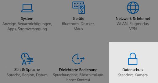 Wo sich die Datenschutzeinstellungen in Windows 10 befinden.