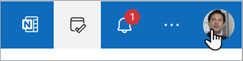 Wählen Sie oben rechts in Outlook.com Ihren Namen oder Ihr Profilbild aus, um Ihr Kennwort zu ändern.