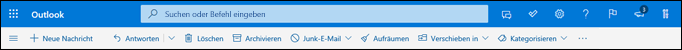 Kopfzeile des Outlook.com-Posteingangs