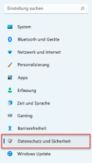 Wo sich die Datenschutzeinstellungen in Windows 11 befinden.