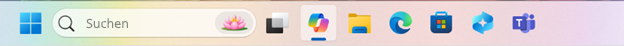 Screenshot der Windows-Taskleiste mit ausgewähltem Copilot-Symbol.