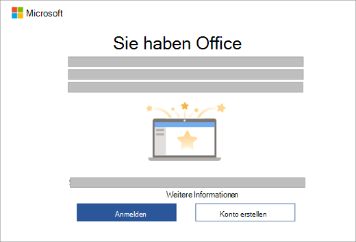 Zeigt das Dialogfeld an, das erscheint, wenn Sie eine Office-App auf einem neuen Gerät öffnen, das über eine Office-Lizenz verfügt.