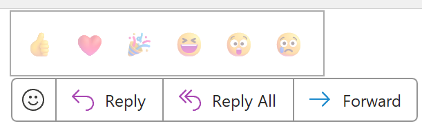 Screenshot of reactions in Outlook