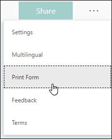 Print Form option in Microsoft Forms