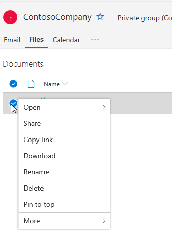 Showing Delete and Rename file options