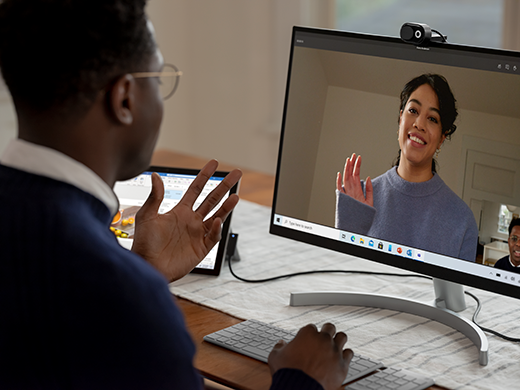 Microsoft Modern Webcam mounted on an external display