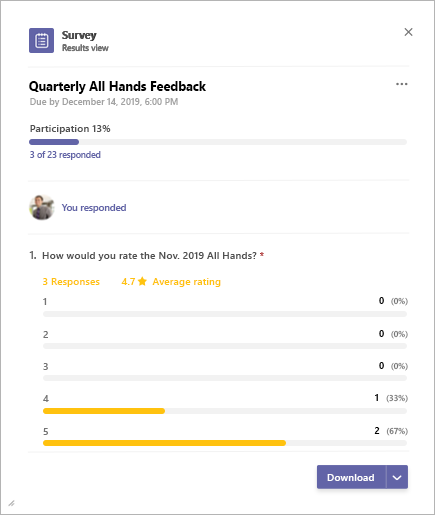 Microsoft Teams Survey app results