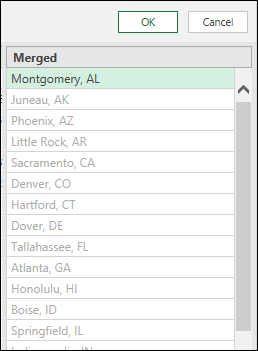 Power Query combine column from example merged data result