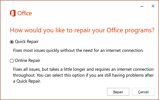 Office Quick Repair