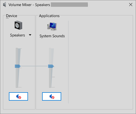 Volume mixer with muted volume controls