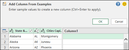 Power Query combine column from example pane