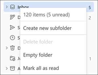 Screenshot showing the menu when right-clicking a folder