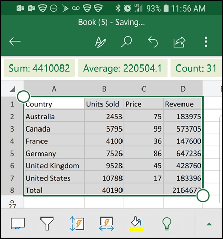 Excel has converted your data, and returns it to the grid.