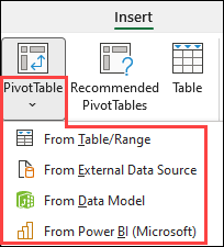 Select PivotTable Source