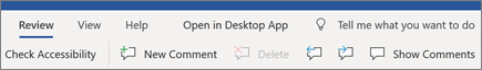 Comments in Word ribbon