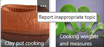 Click the More (...) command in the upper-right corner of any item to report it as inappropriate content.