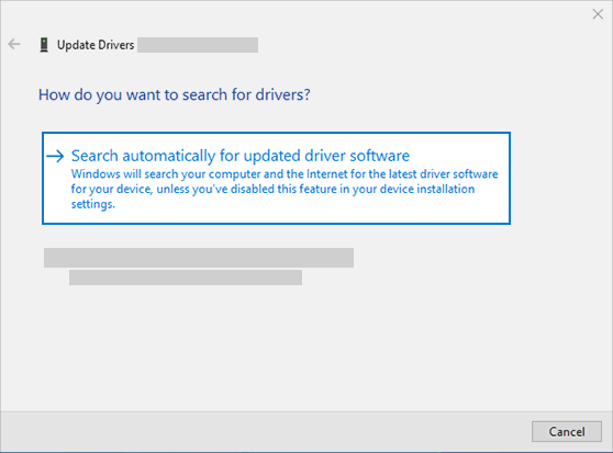 search automatically for updated driver software to update audio driver