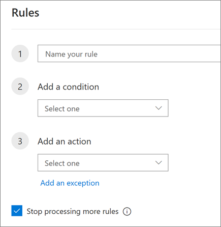 Create a new rule in Outlook on the web