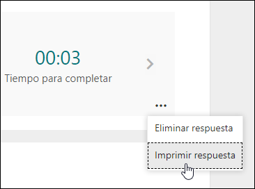 Opción de respuesta de impresión en Microsoft Forms