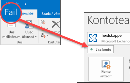 Valige Fail > Lisa konto.