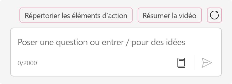 Capture d’écran montrant la zone d’invite pour Copilot dans Stream