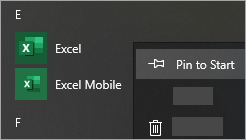 Capture d’écran montrant comment épingler une application au menu Démarrer