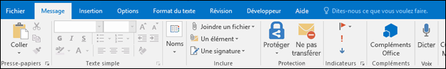 Sélectionnez Signature dans le menu Message.