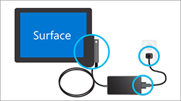 A töltő csatlakoztatása a Surface-en