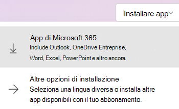 Installare app in Microsoft365.com