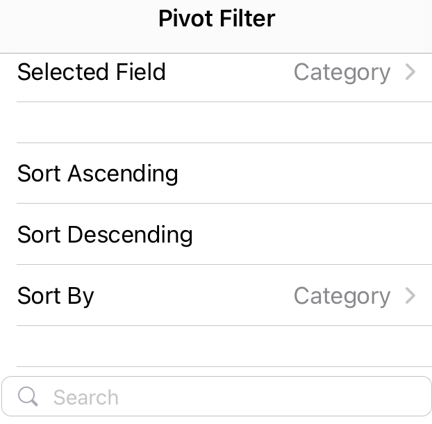 Filtro di ordinamento delle tabelle pivot sull'iPad