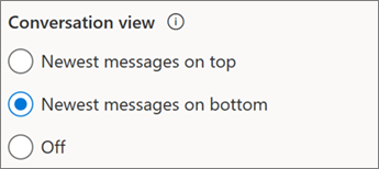 Opzioni di attivazione e disattivazione della visualizzazione Conversazione in Outlook sul Web