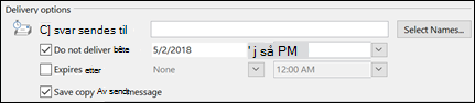 Angi dato og klokkeslett for levering av meldingen.
