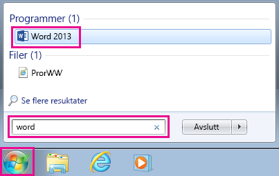 Søk etter Outlook-apper i Windows 7