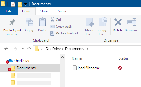 Bestandenverkenner met OneDrive-synchronisatie fout