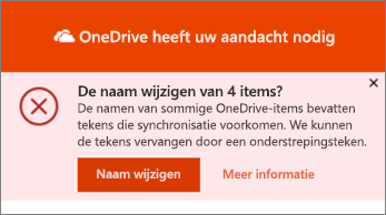 Schermopname van de melding Naam wijzigen in de Synchronisatie-app voor OneDrive-bureaublad