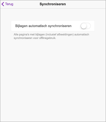 Schakel Automatische synchronisatie uit in OneNote-instellingen voor iPad.