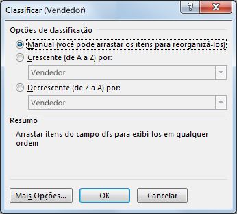 Caixa de diálogo Classificar