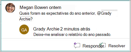 Responder a um comentário no Word