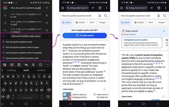 Pesquisa profunda do Microsoft SwiftKey2