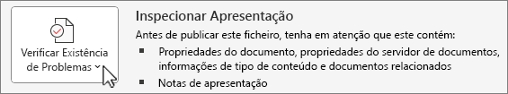 Ecrã de verificação de problemas