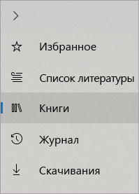 Меню "Центр" в браузере Microsoft Edge