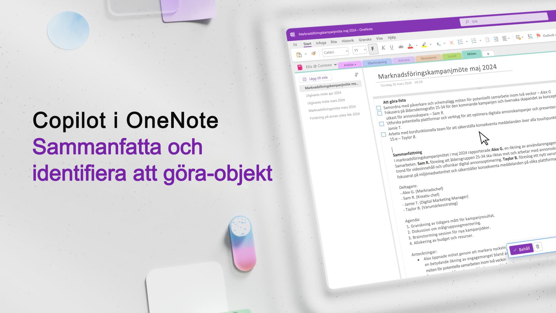 Video: Sammanfatta och identifiera att göra-objekt med Copilot i OneNote