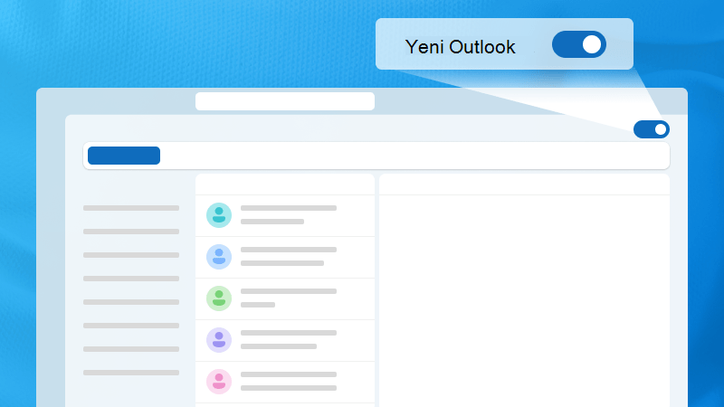 Yeni Outlook iki durumlu düğmesini vurgulayan Outlook pencerelerinin çizimi