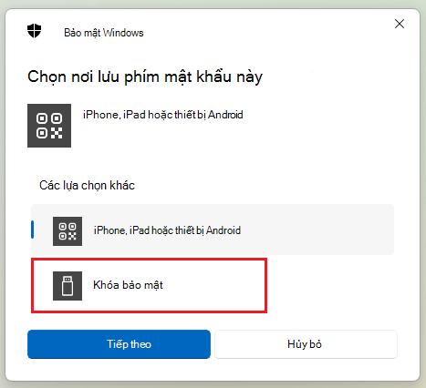 Ảnh chụp màn hình về cách lưu khóa bảo mật trên Windows 11.