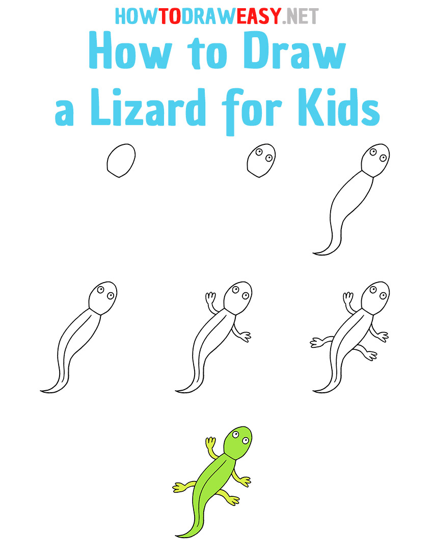 How To Draw Lizard For Kids Drawing Tutorials For Kids Drawings ...