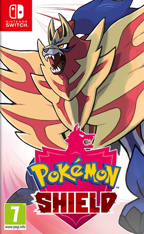 Pokemon Shield box art, featuring Zamazenta sporting a shield