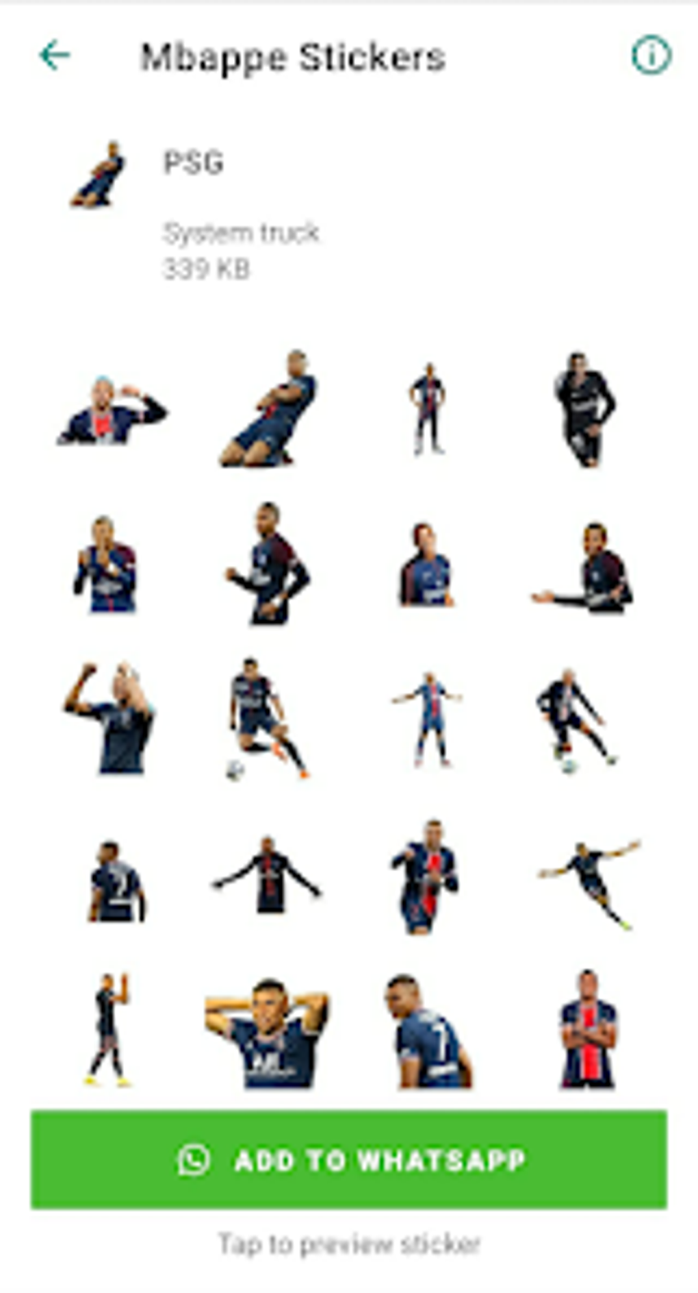 Mbappé Stickers لنظام Android - تنزيل