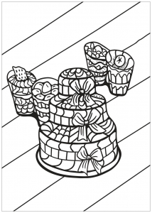 Ausmalbild von zum Ausdrucken und Ausmalen für Erwachsene : Cupcakes-7871